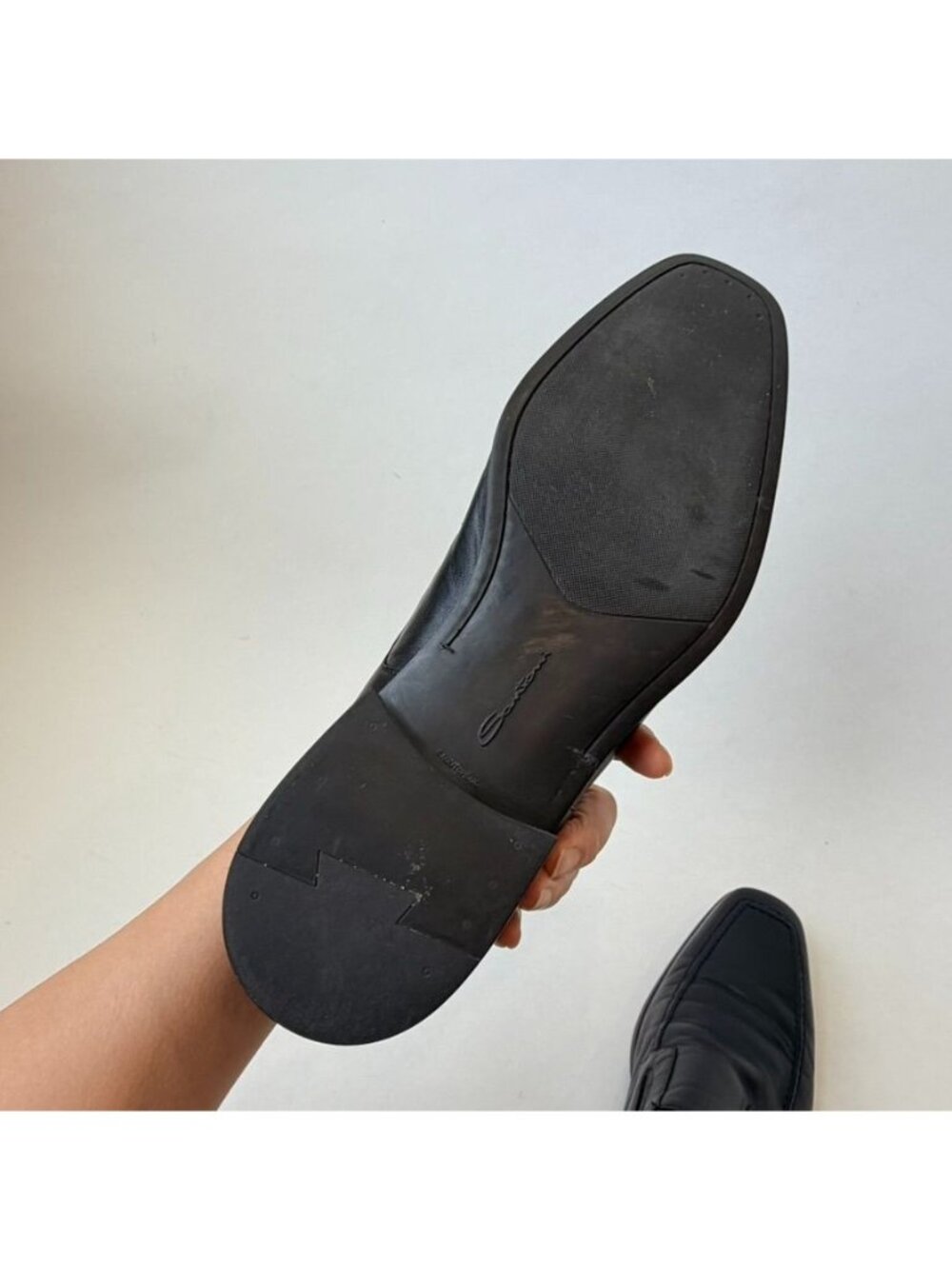 Santoni Leather Slip-On Dress Loafers Men's Size 10D Black Made In Italy - Picture 8 of 10